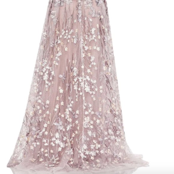 MAC DUGGAL 20405 EMBELLISHED FLORAL CAP SLEEVE A-LINE LILLAC GOWN sz 14 - Picture 4 of 5